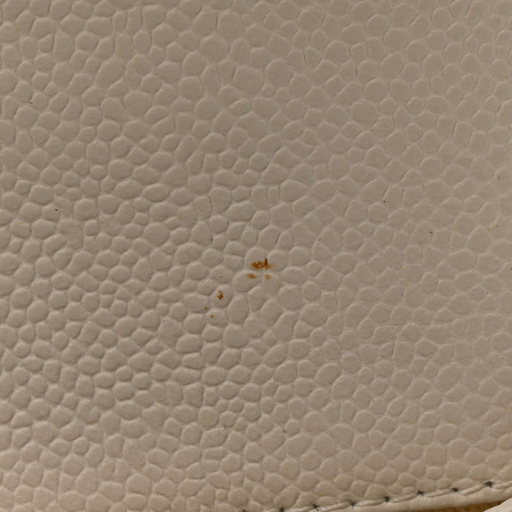 Grained Calfskin Small Stitched Flap White