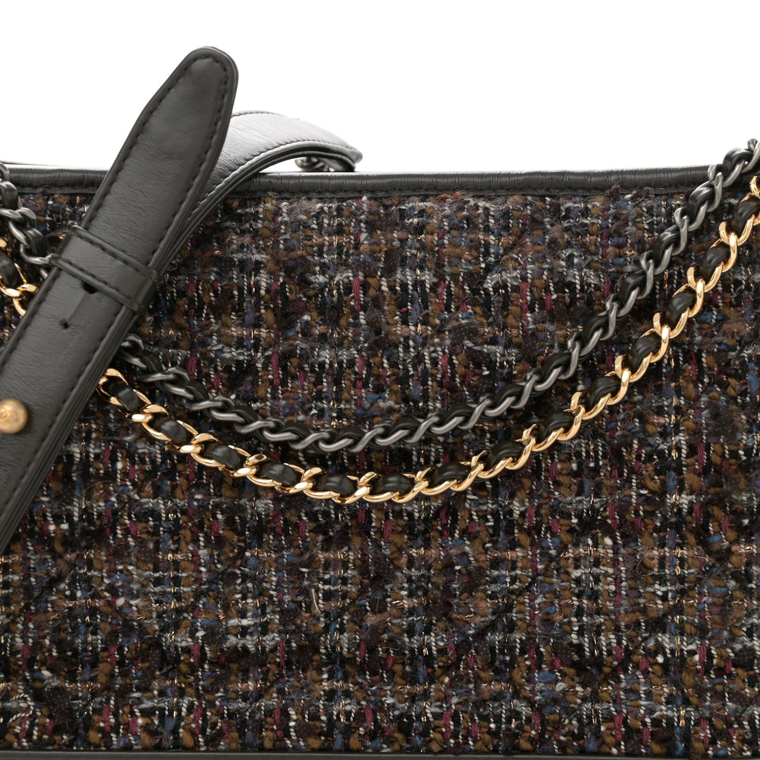 Tweed Calfskin Medium Gabrielle Hobo Brown