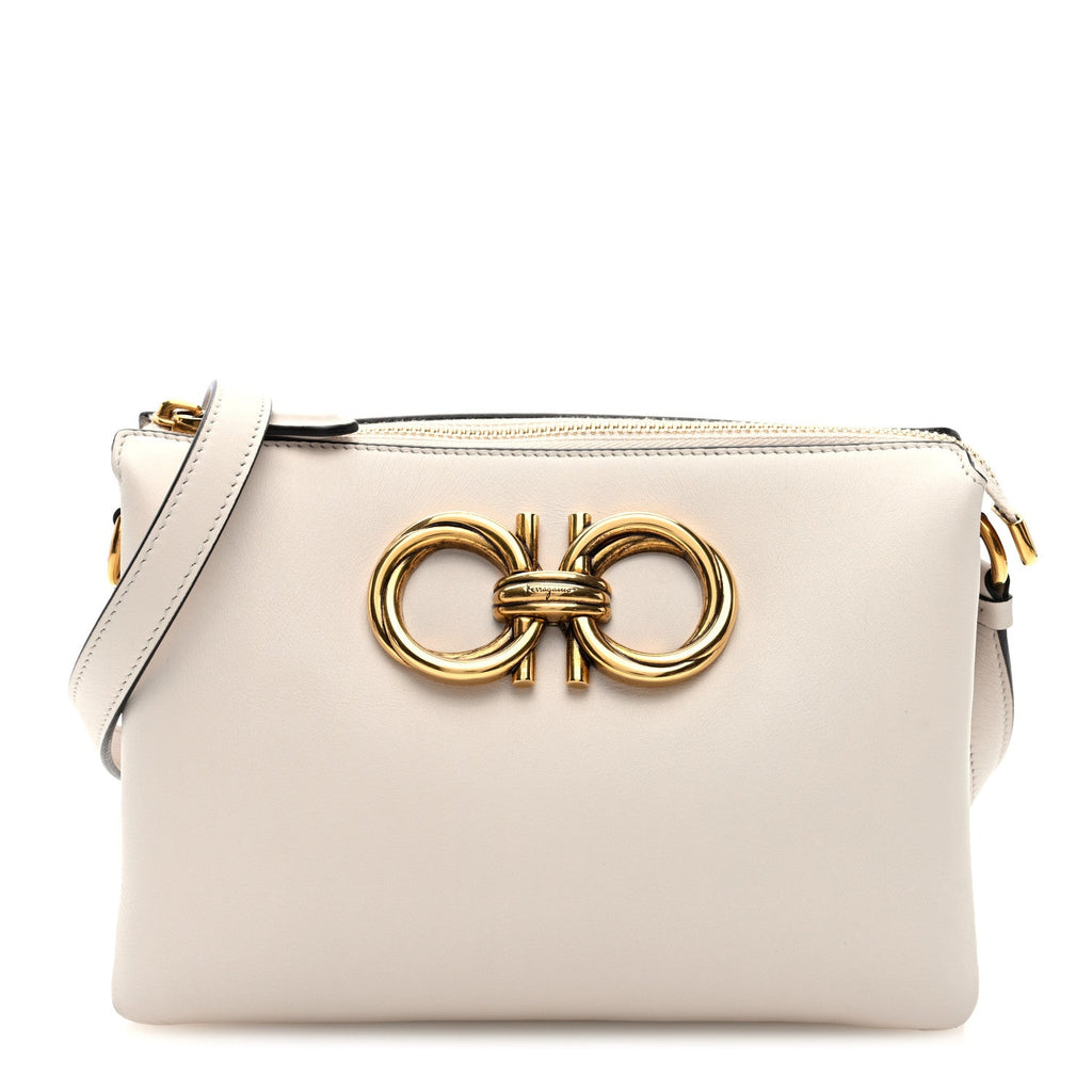 Calfskin Trapezio Shoulder Bag White