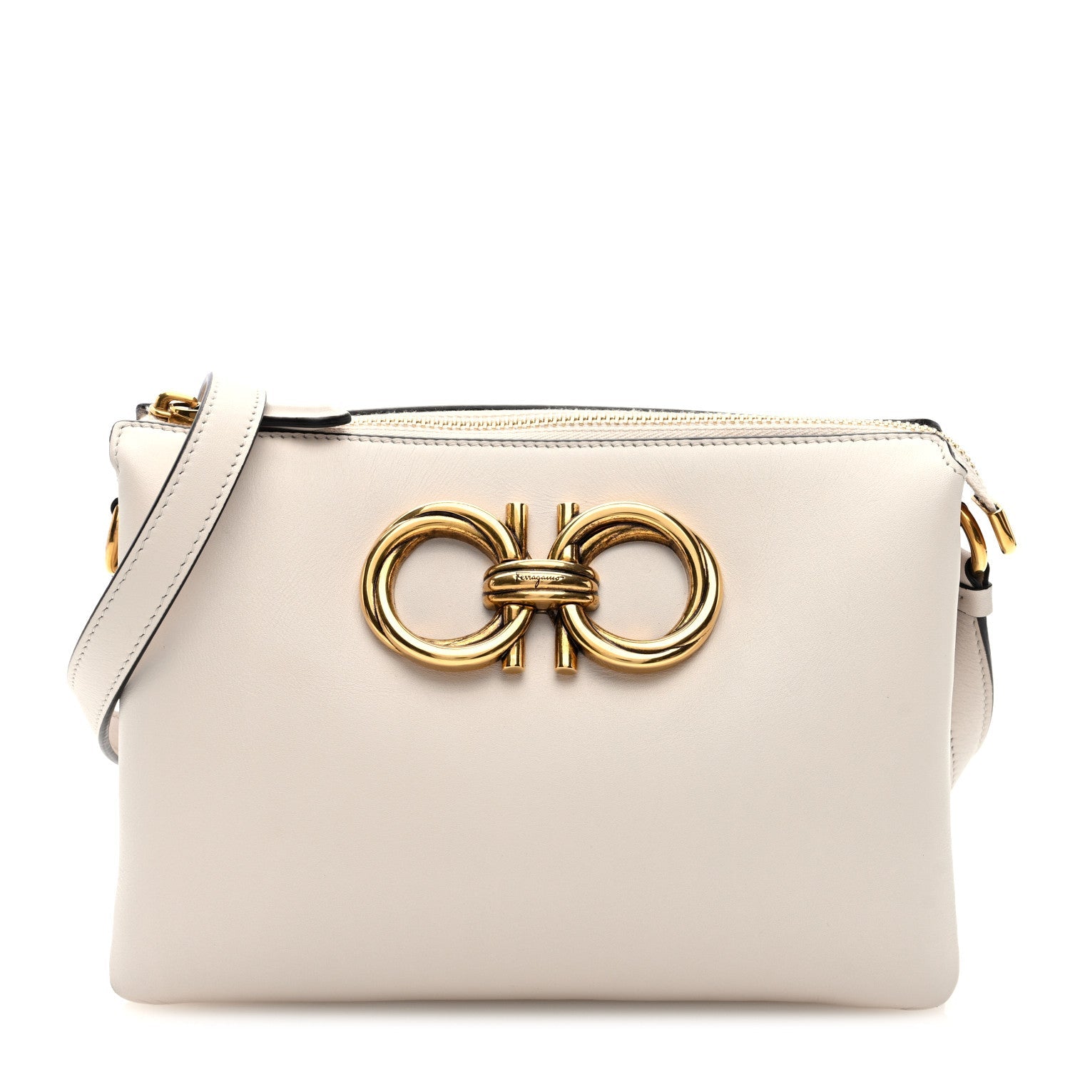 Calfskin Trapezio Shoulder Bag White