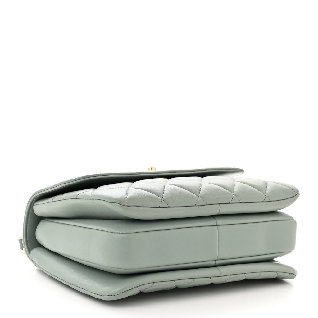 Lambskin Quilted Small Trendy CC Flap Dual Handle Bag Light Grey