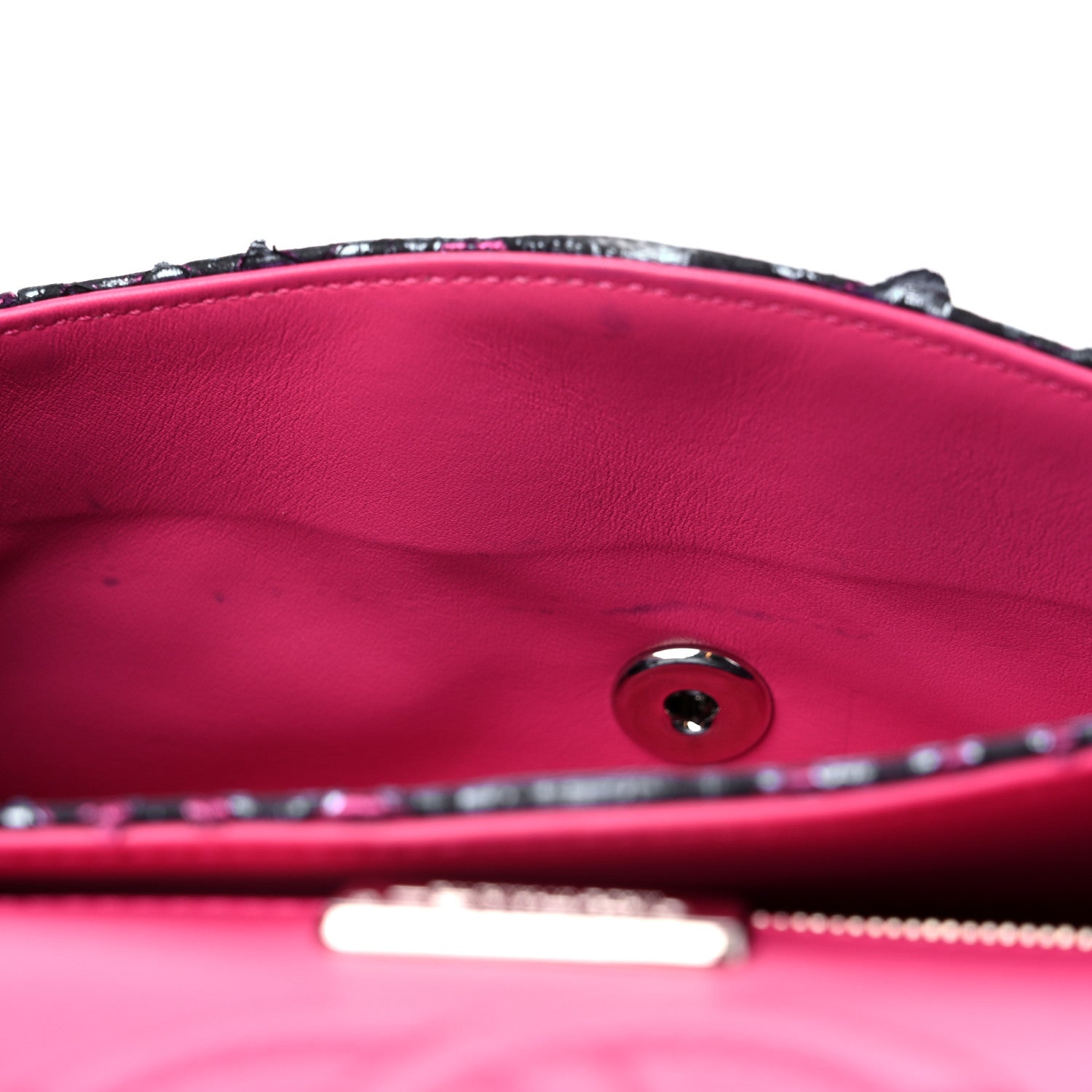Metallic Snakeskin Medium Double Flap Blue Pink