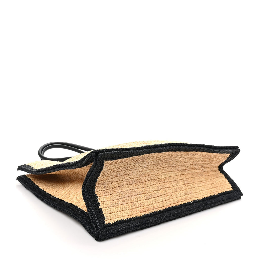 Raffia Calfskin Rive Gauche Tote Naturale Black