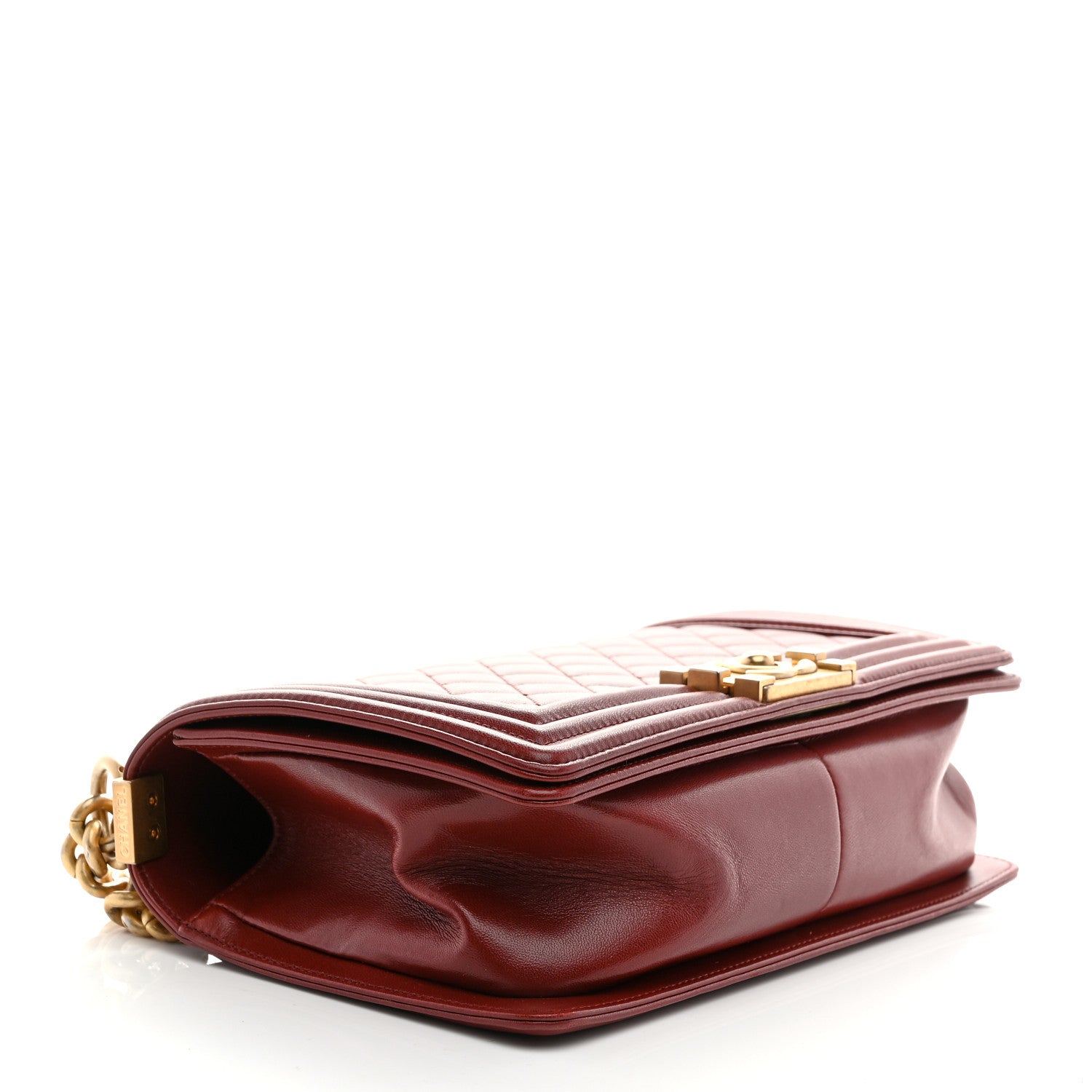 Lambskin Quilted Medium Boy Flap Dark Red