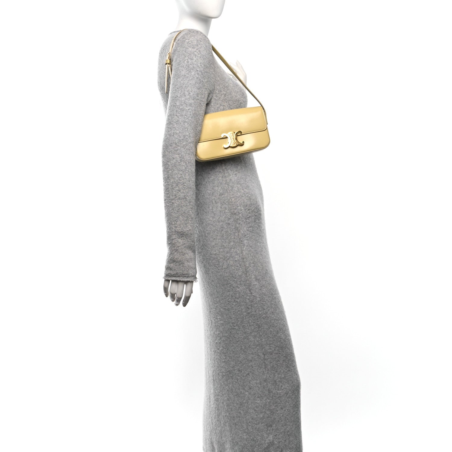 Shiny Calfskin Triomphe Shoulder Bag Papyrus