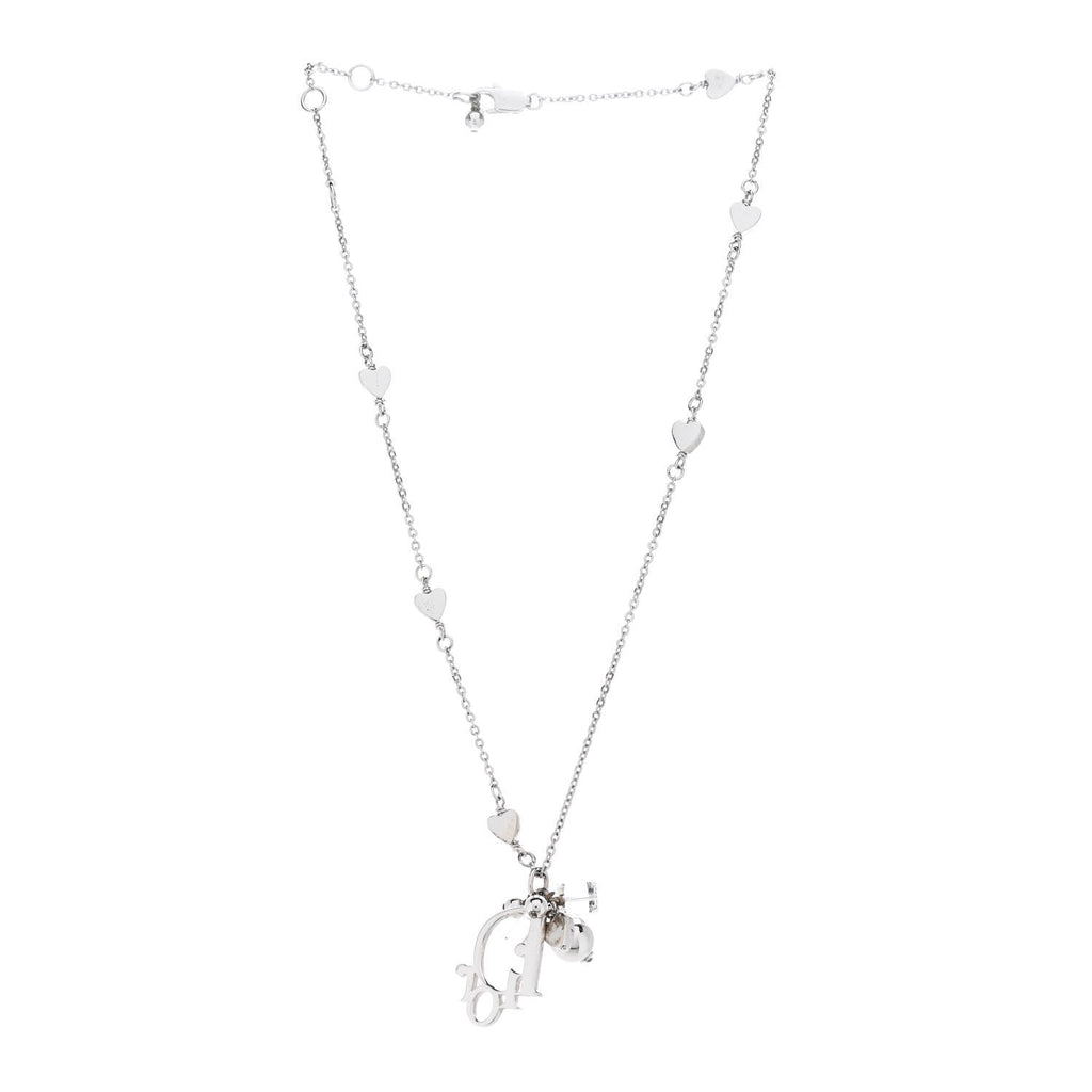 Metal Lily Charm Necklace Silver