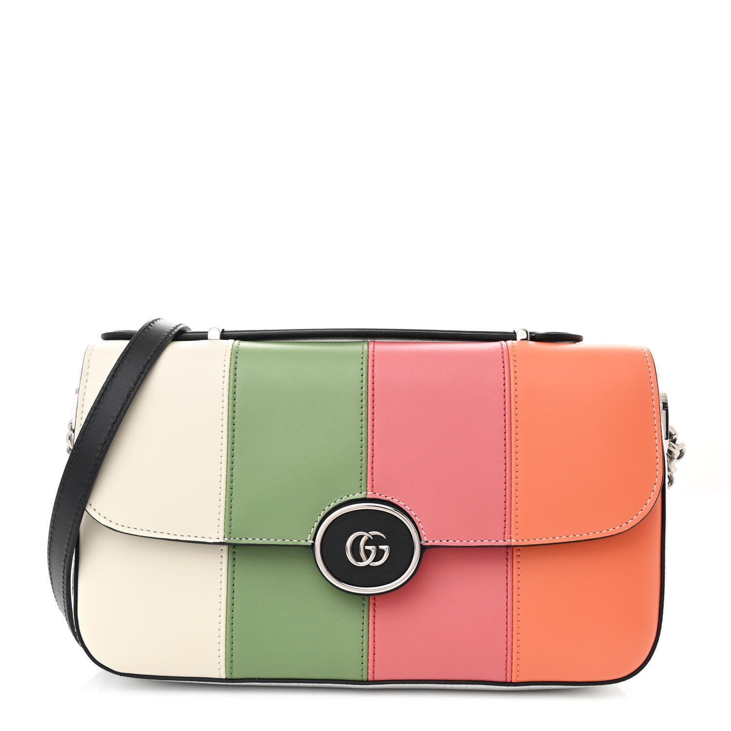 Senna Calfskin Petite GG Top Handle Shoulder Bag Mystic White Silver Multicolor