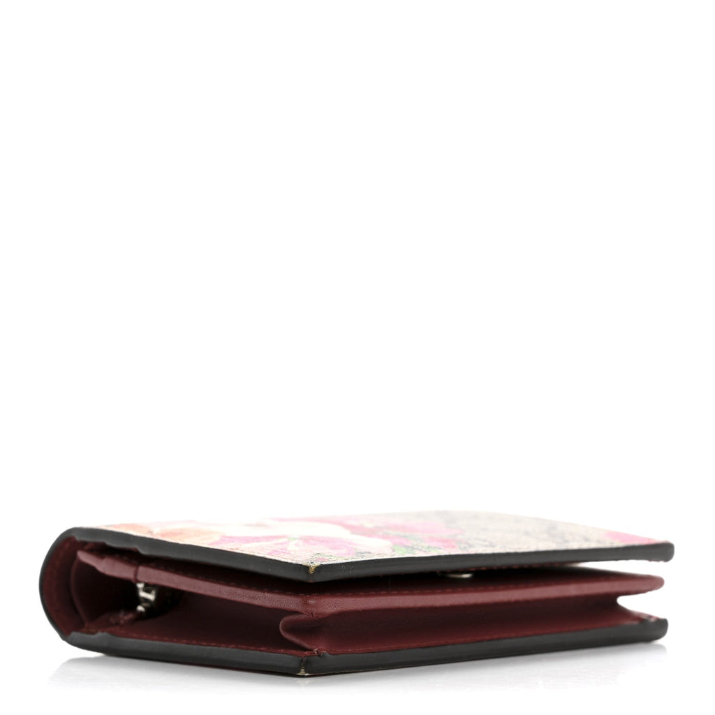 GG Supreme Monogram Blooms  Case Wallet Beige Multicolor Dry Rose