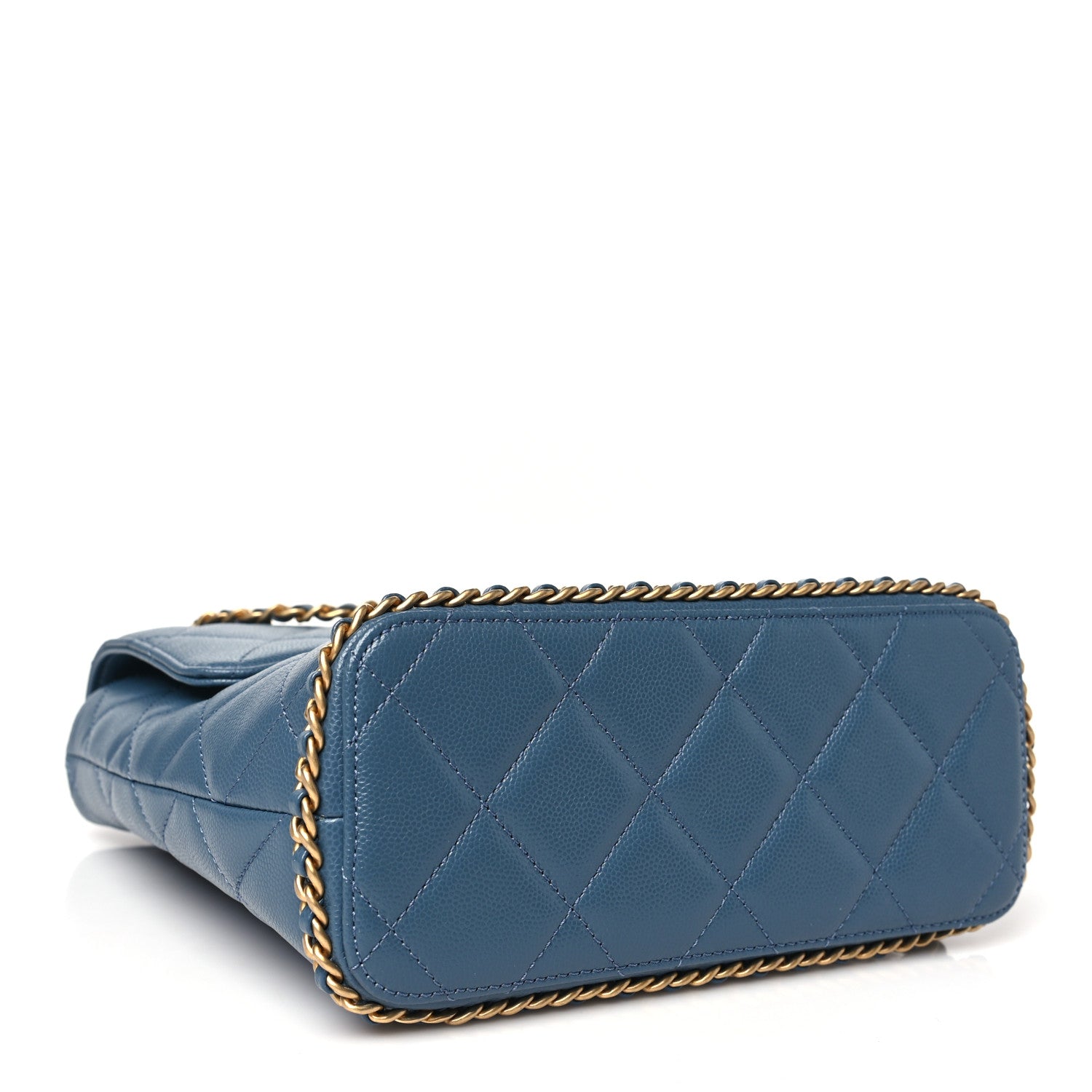 Caviar Quilted Camellia Chain Around Backpack Blue