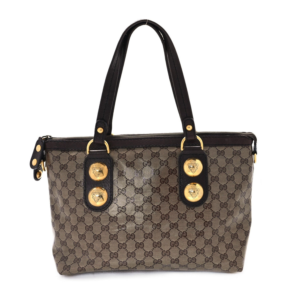 Crystal Monogram Small Babouska Tote Dark Brown