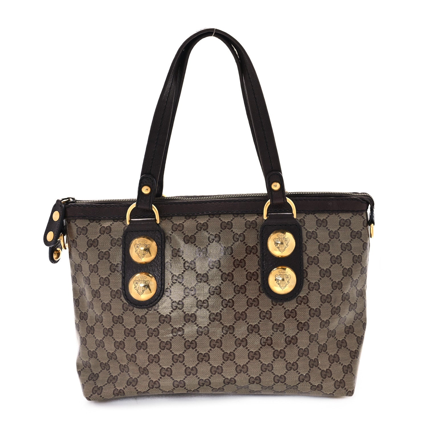Crystal Monogram Small Babouska Tote Dark Brown