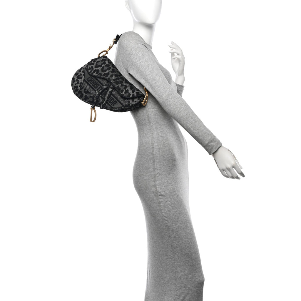 Canvas Mizza Embroidered Saddle Bag Gray