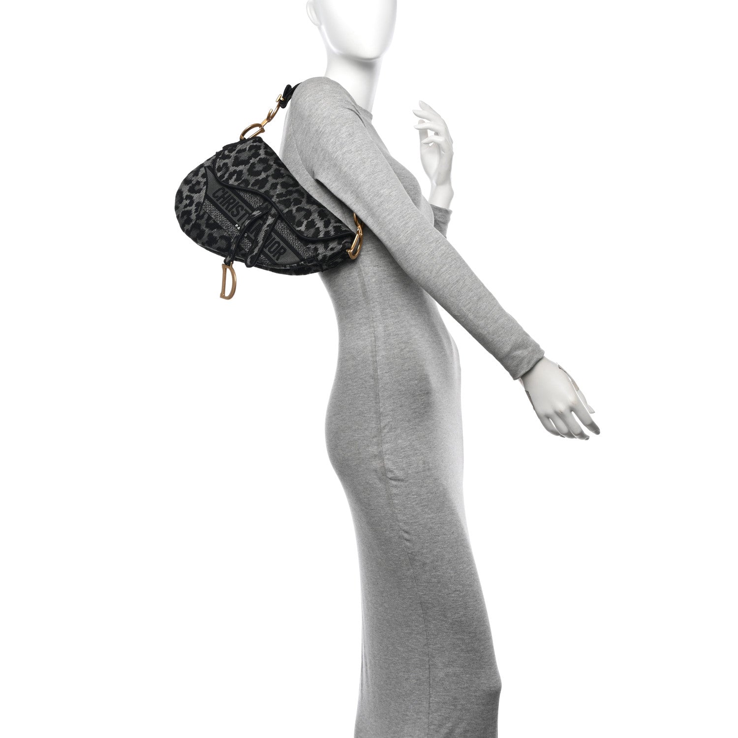 Canvas Mizza Embroidered Saddle Bag Gray