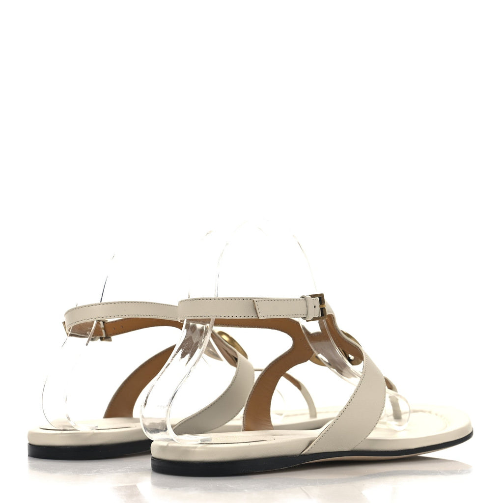 Calfskin Double G Thong Flat Sandals 41 White