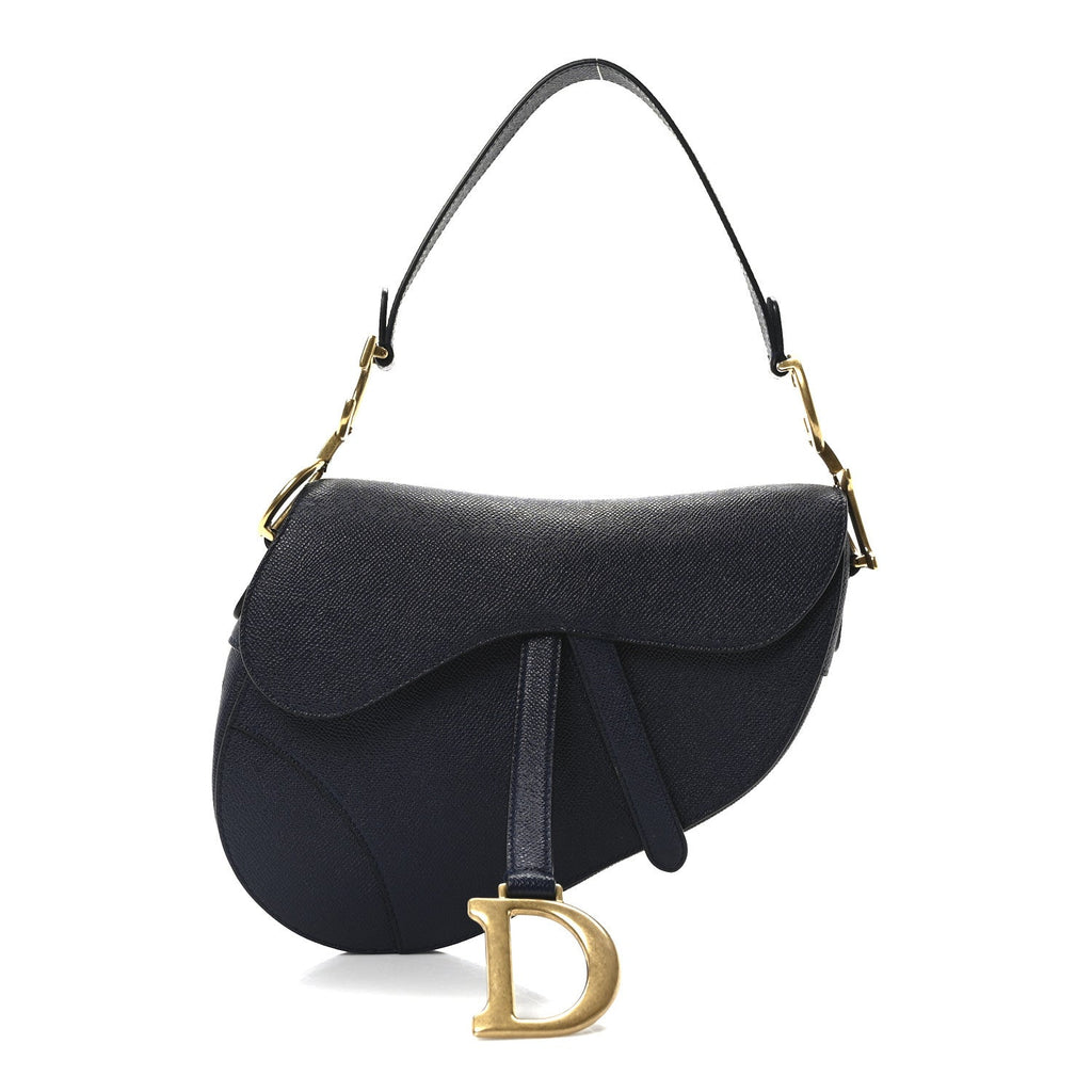 Grained Calfskin Saddle Bag Navy