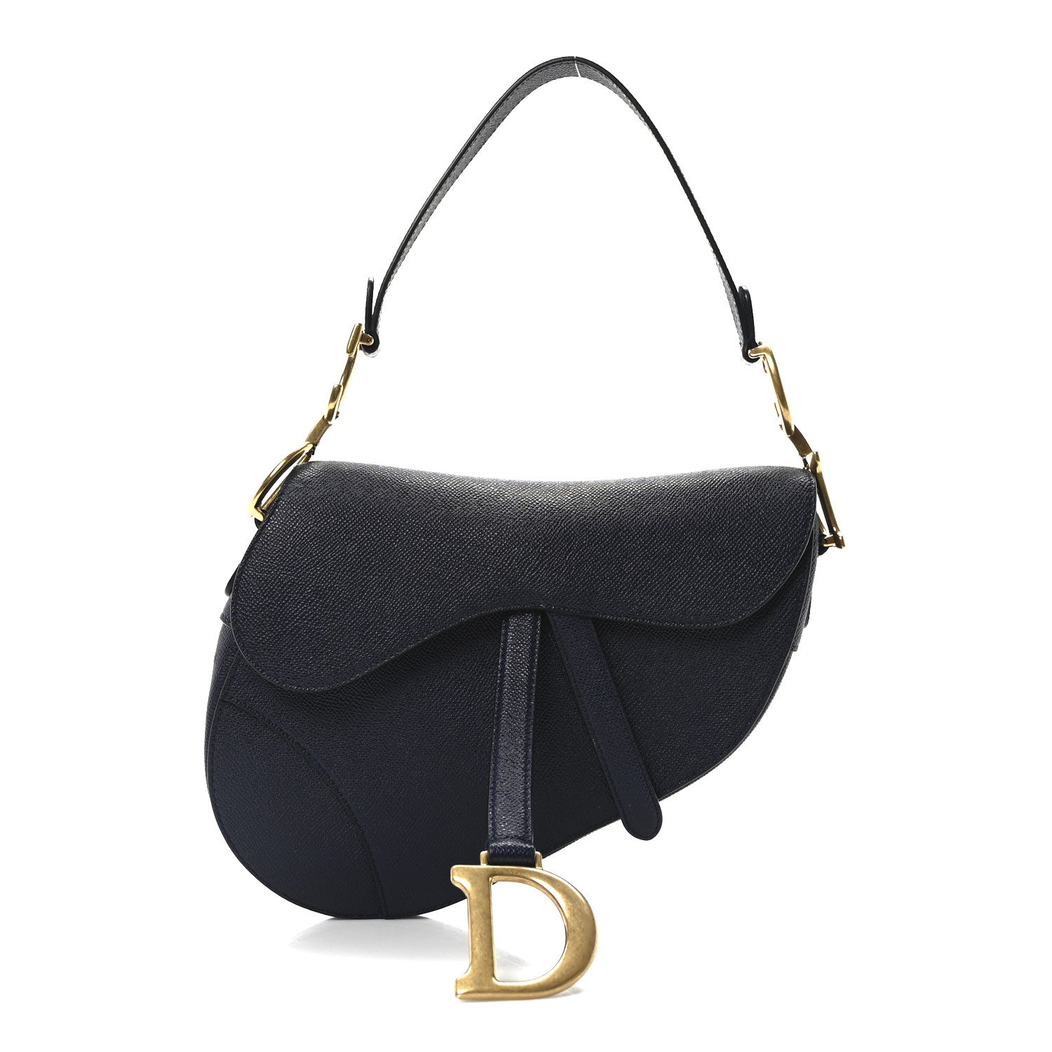Grained Calfskin Saddle Bag Navy