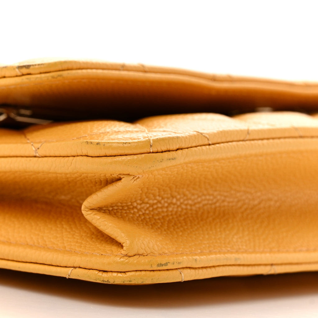 Caviar Quilted Wallet on Chain WOC Yellow