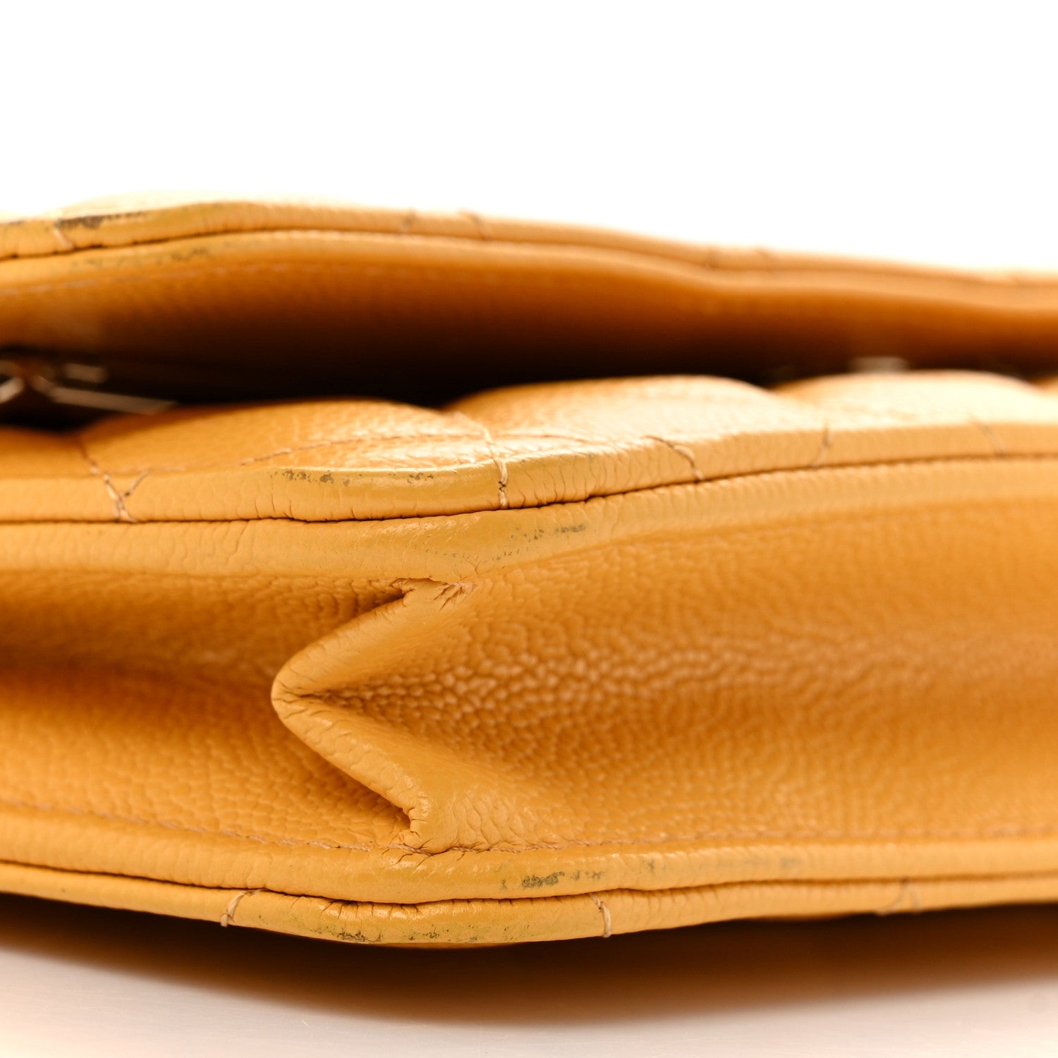 Caviar Quilted Wallet on Chain WOC Yellow