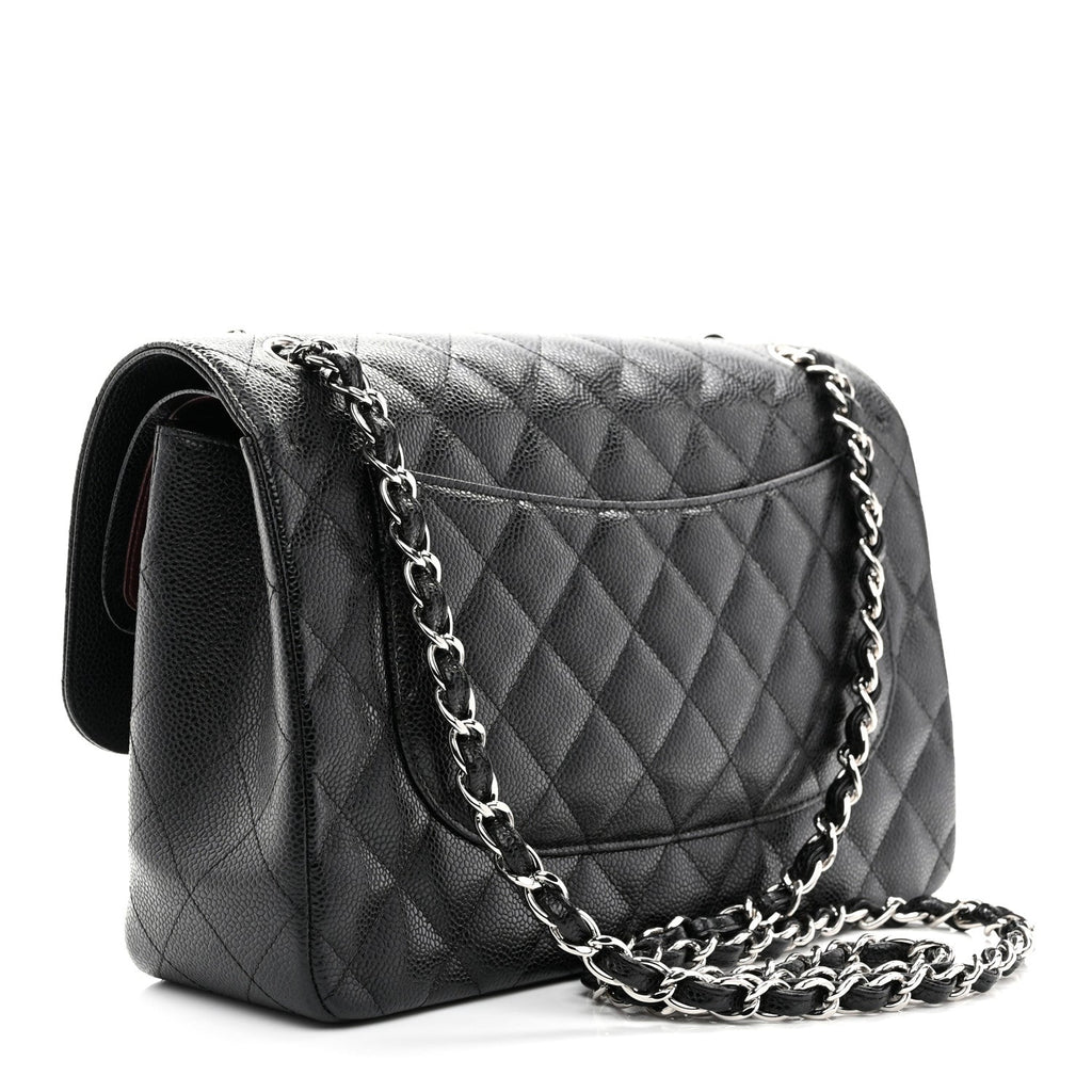 Caviar Quilted Jumbo Double Flap Black