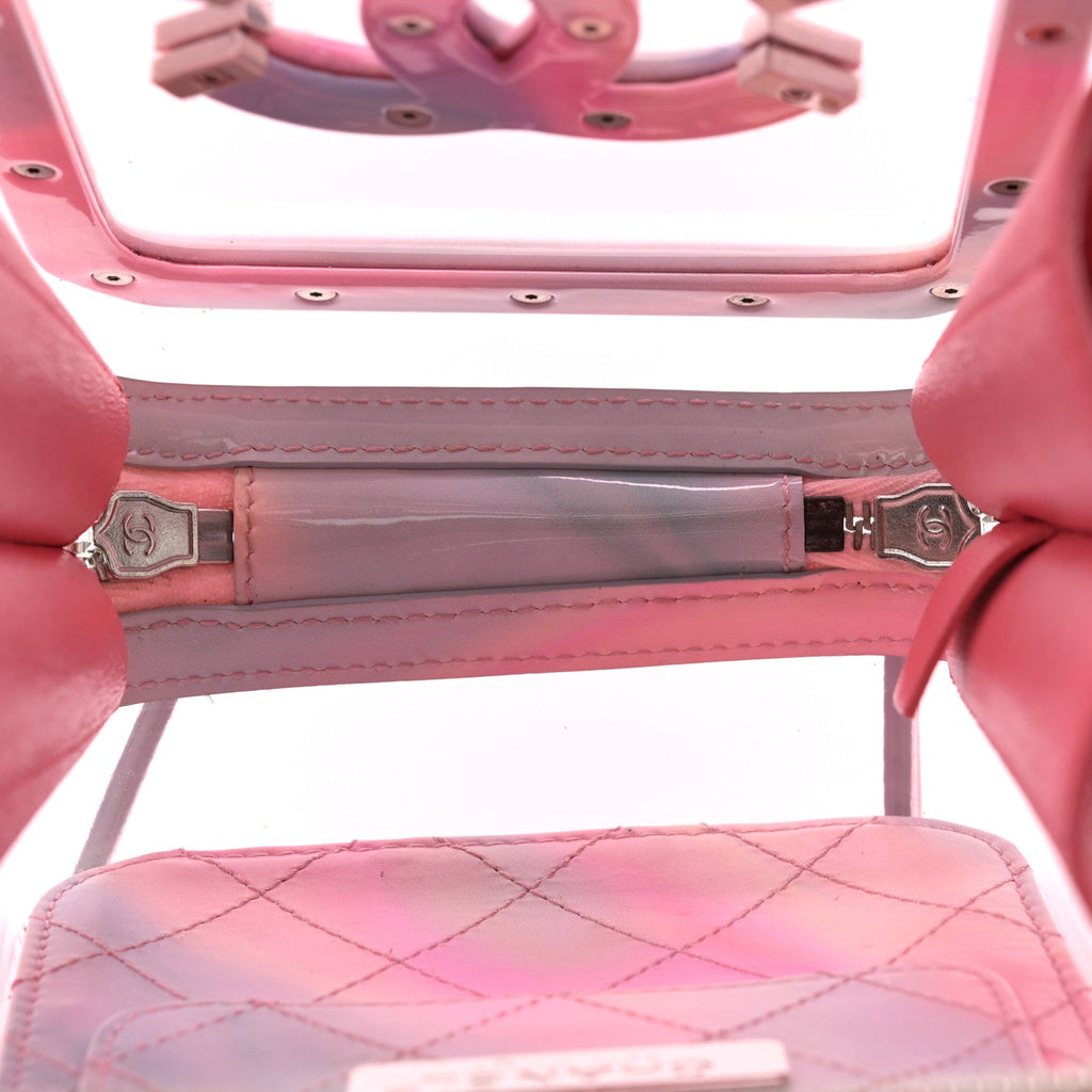 PVC Patent Calfskin Patent Lambskin Vertical Vanity Case Pink
