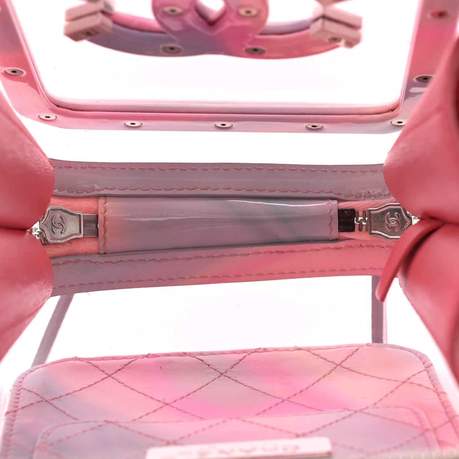 PVC Patent Calfskin Patent Lambskin Vertical Vanity Case Pink