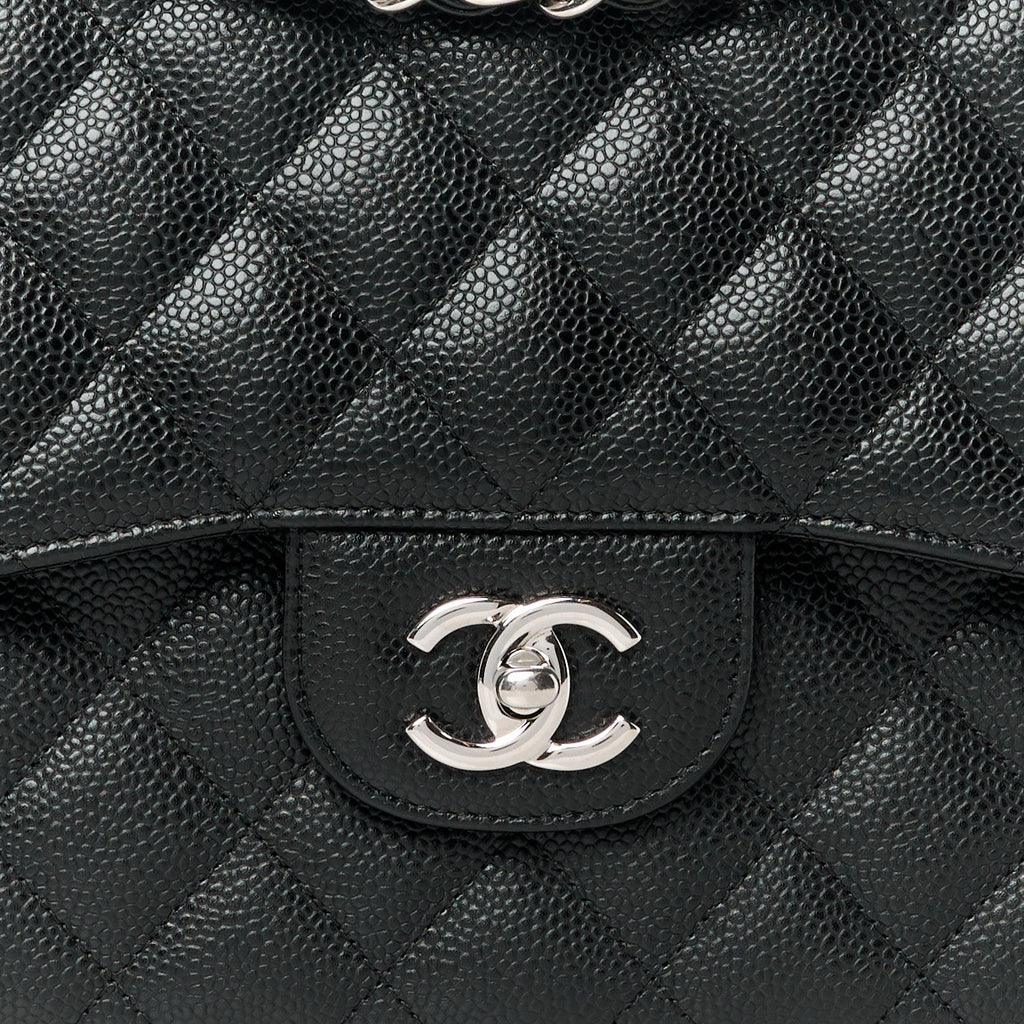 Caviar Quilted Jumbo Double Flap Black