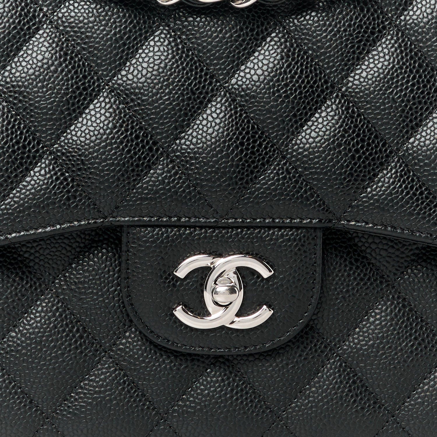 Caviar Quilted Jumbo Double Flap Black