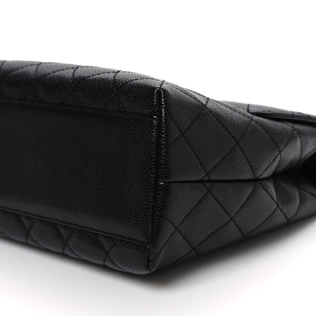 Caviar Quilted Jumbo Kelly Flap Black
