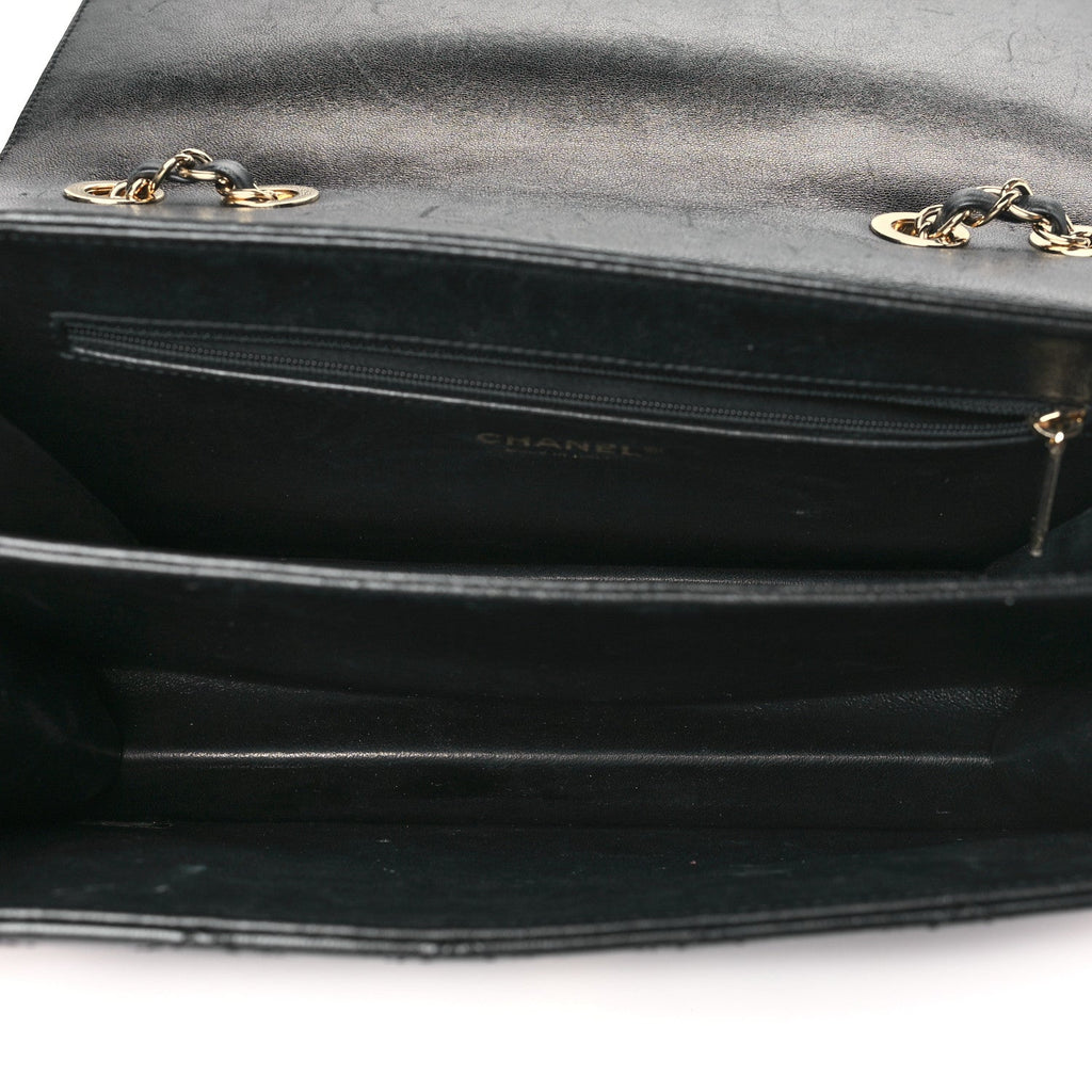 Sheepskin Quilted Large Beauty Lock Flap Black