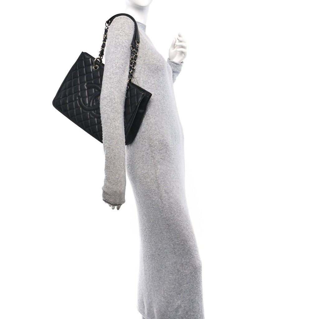 Caviar Quilted Grand Shopping Tote GST Black