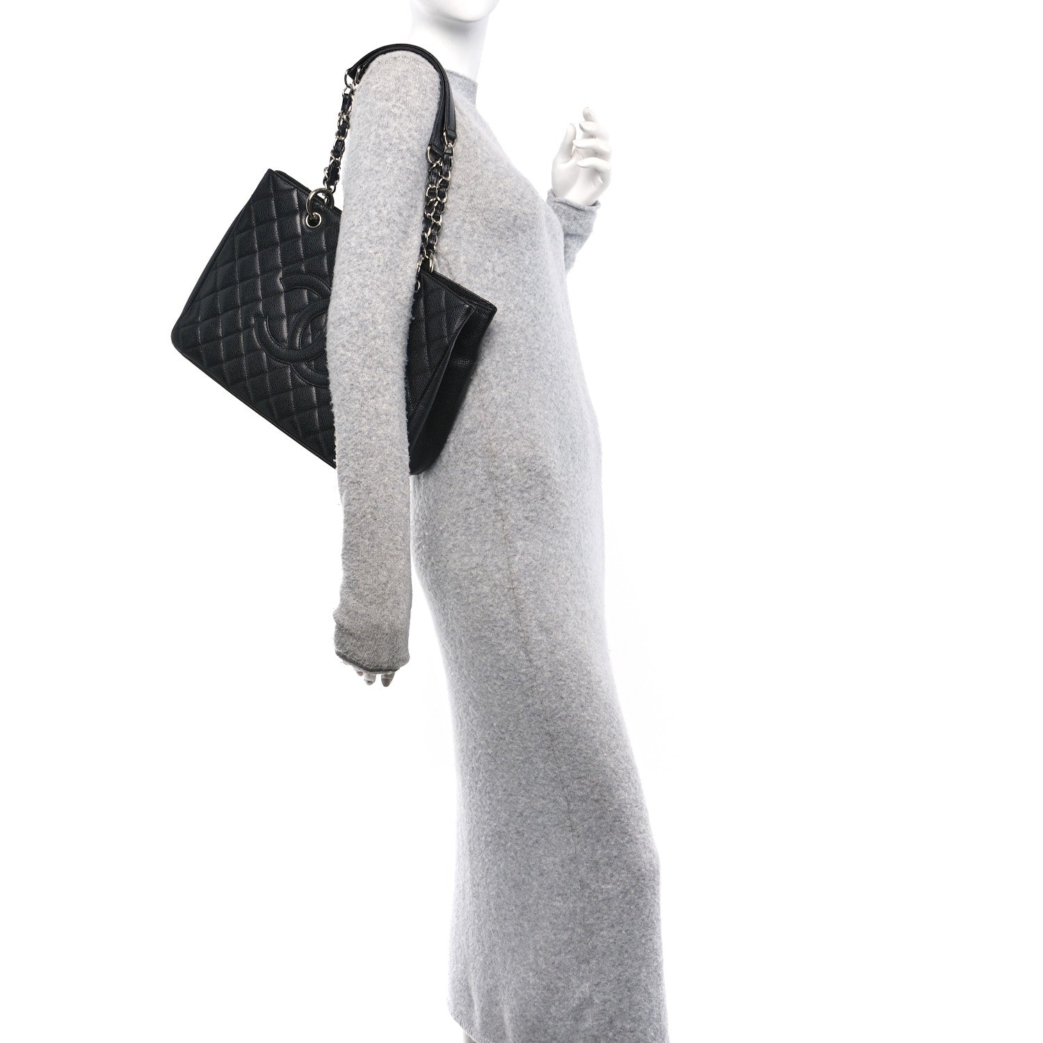 Caviar Quilted Grand Shopping Tote GST Black