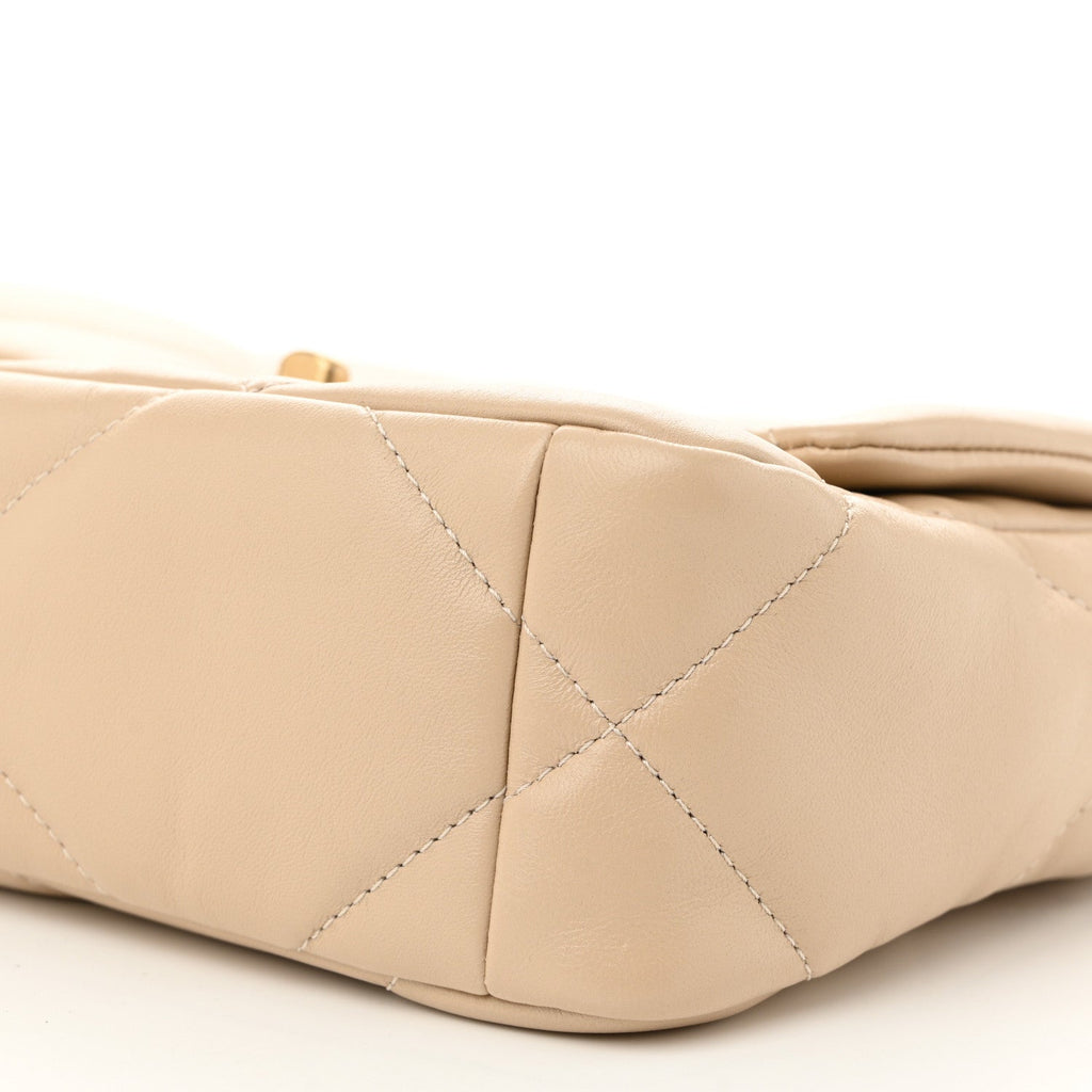 Lambskin Quilted Medium Chanel 19 Flap Beige