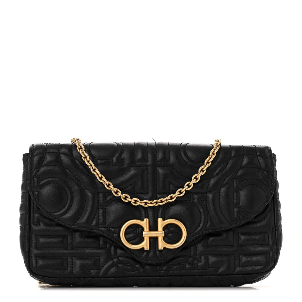 Calfskin Quilted Gancini Mini Bag Black