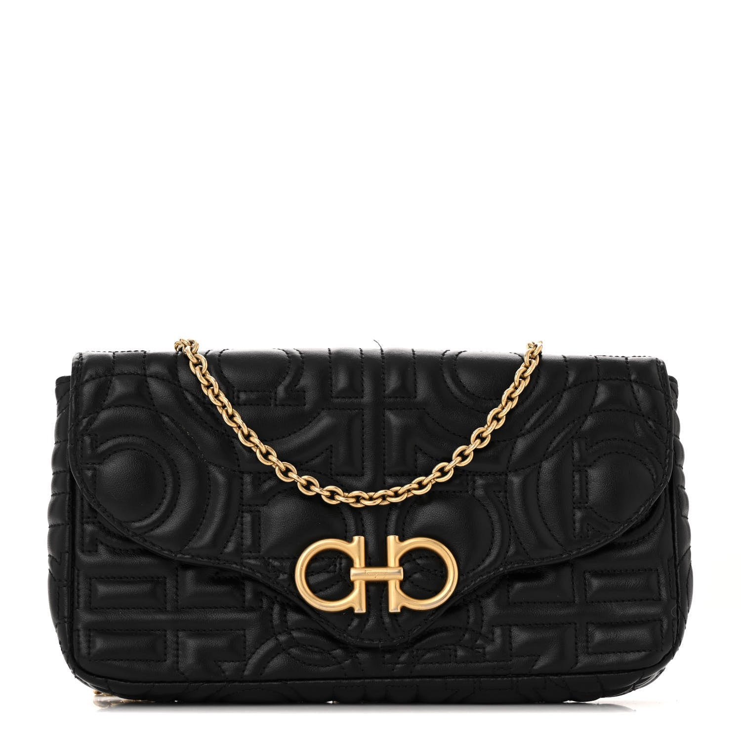Calfskin Quilted Gancini Mini Bag Black