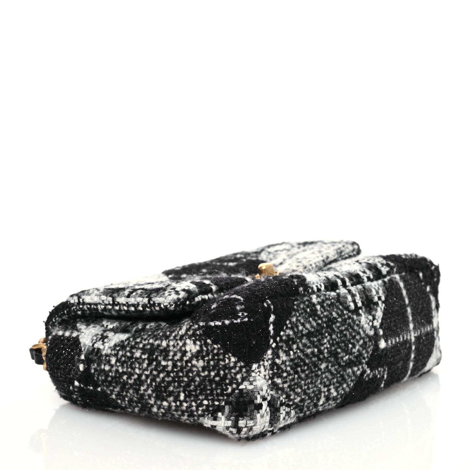 Tweed Quilted Medium Chanel 19 Flap Black White