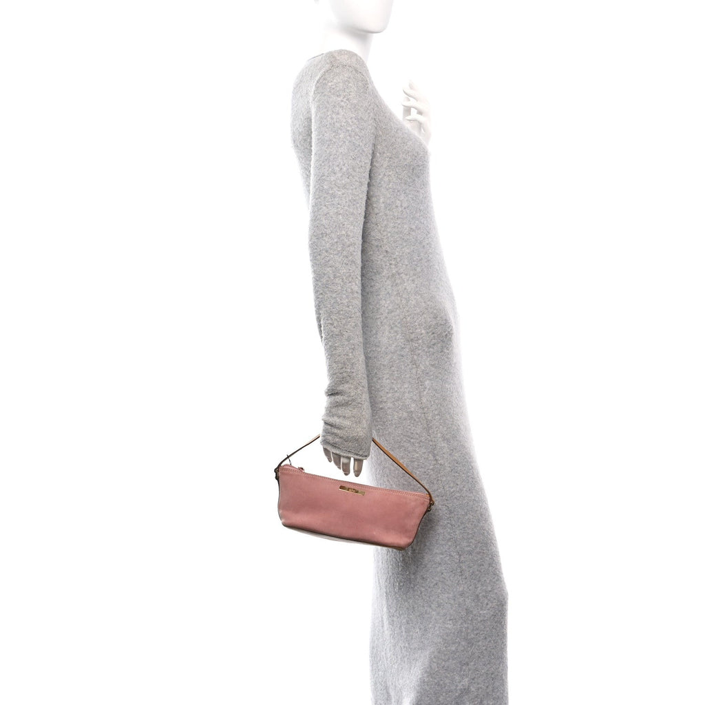 Suede Boat Pochette Pink Tan