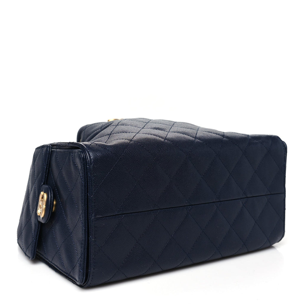 Caviar Quilted Small Chanel 25 Handbag Dark Navy