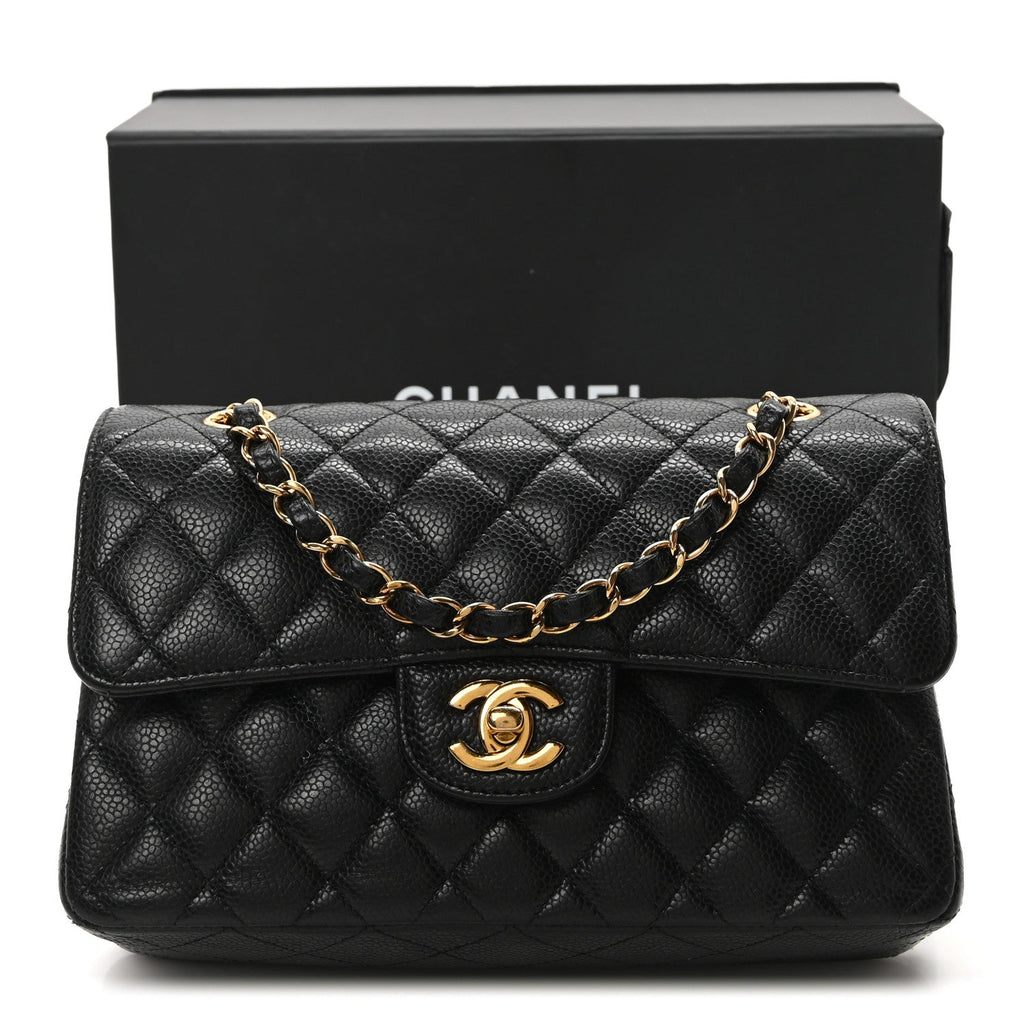 Caviar Quilted Small Double Flap Black
