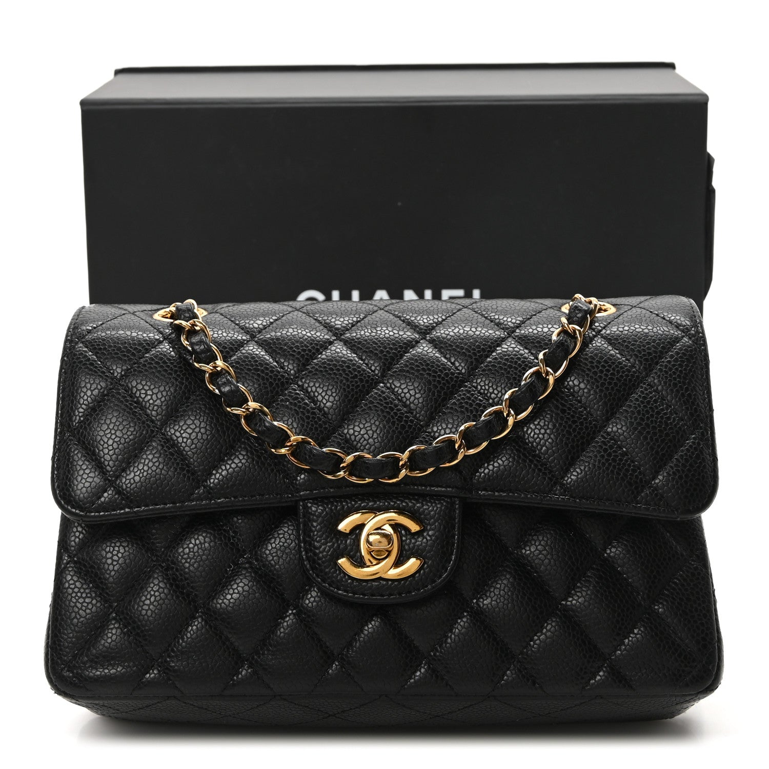 Caviar Quilted Small Double Flap Black