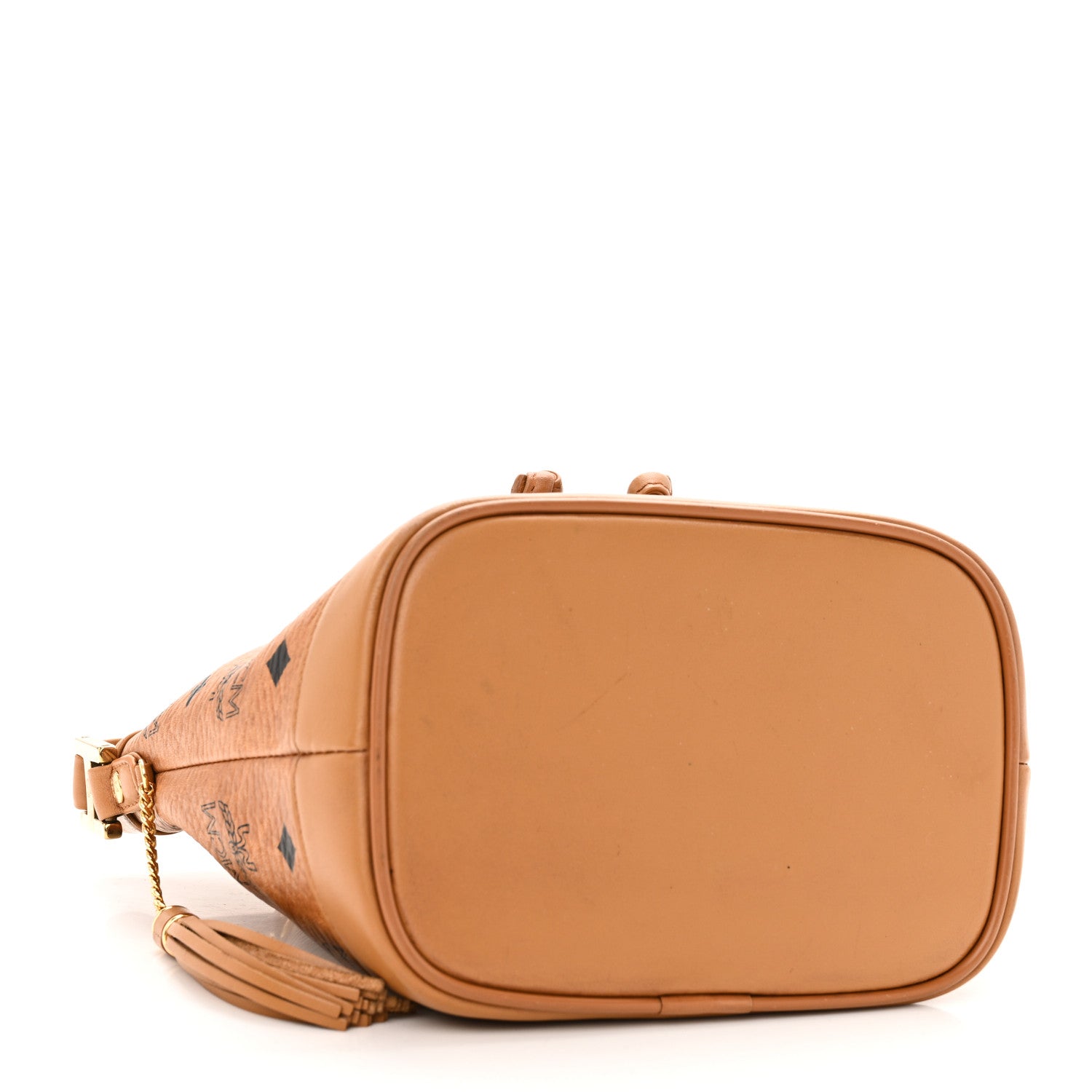 Visetos Mini Drawstring Tassel Bucket Bag Cognac