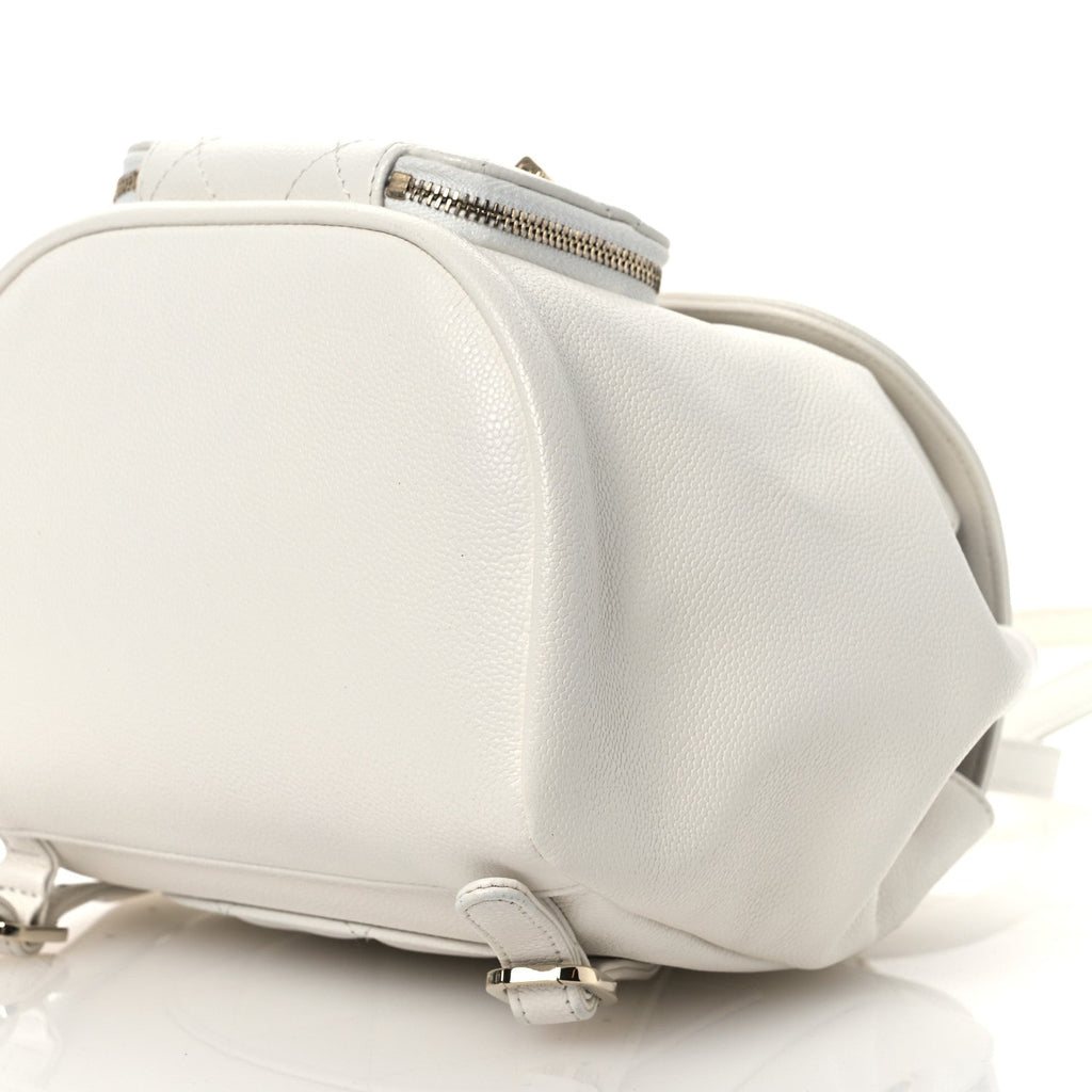 Caviar Quilted Mini Business Affinity Backpack White