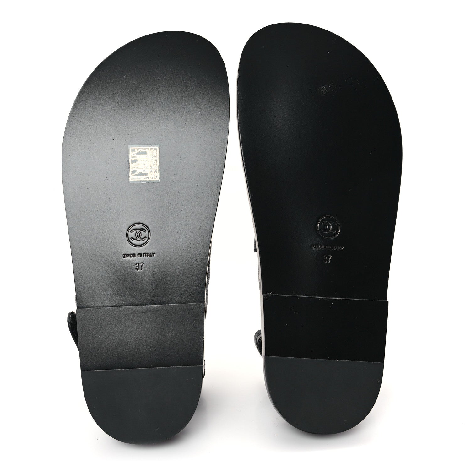 Grained Calfskin Velcro Dad Sandals 37 Black