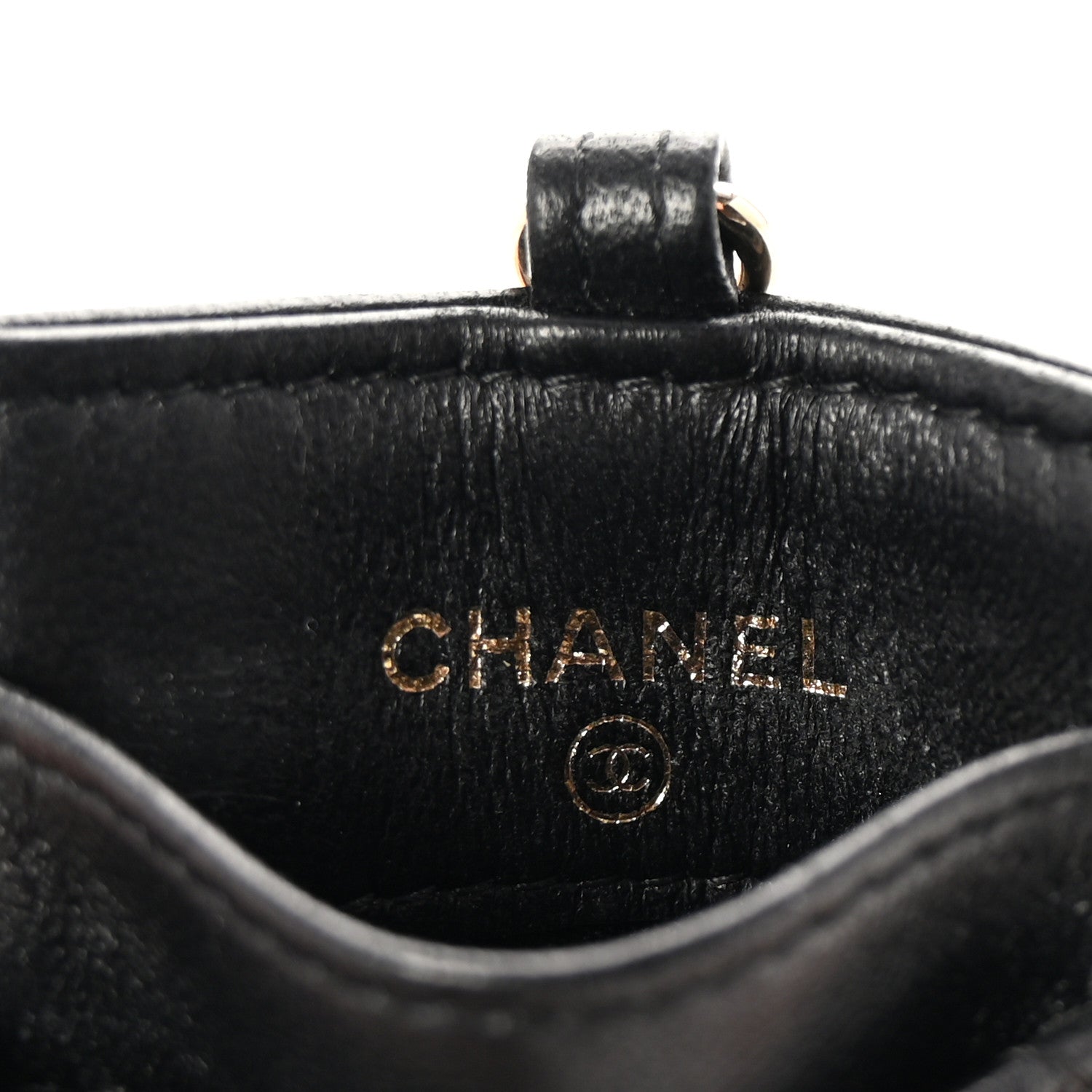 Lambskin Quilted  Holder On Chain Black
