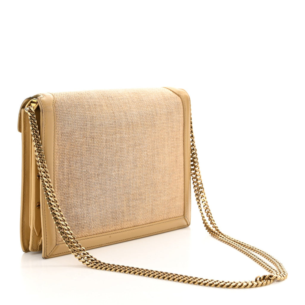 Canvas Calfskin Classic Monogram Cassandra Clasp Bag Grege Brown Gold