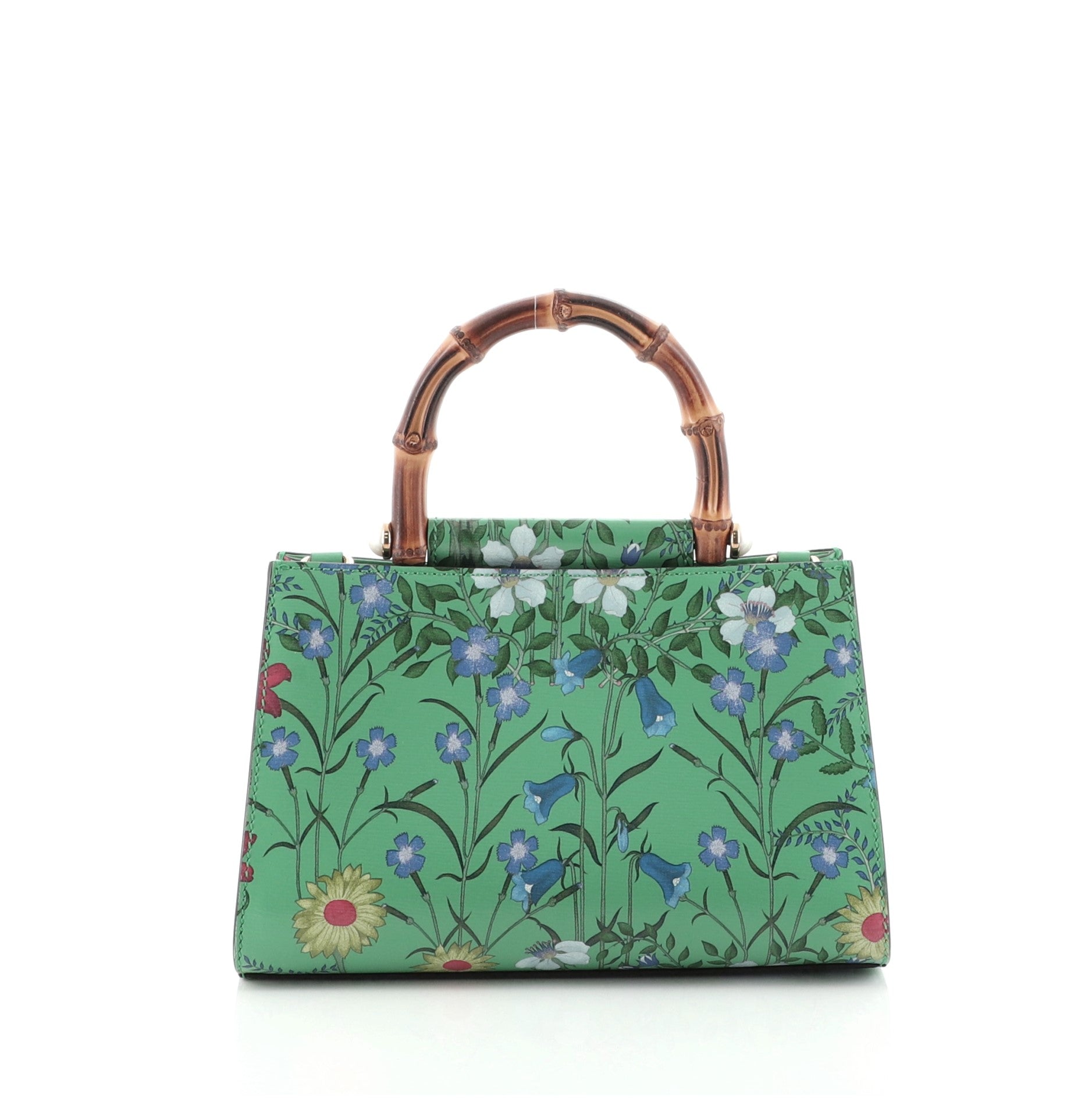 Nymphaea Top Handle Bag Floral Print Leather Mini