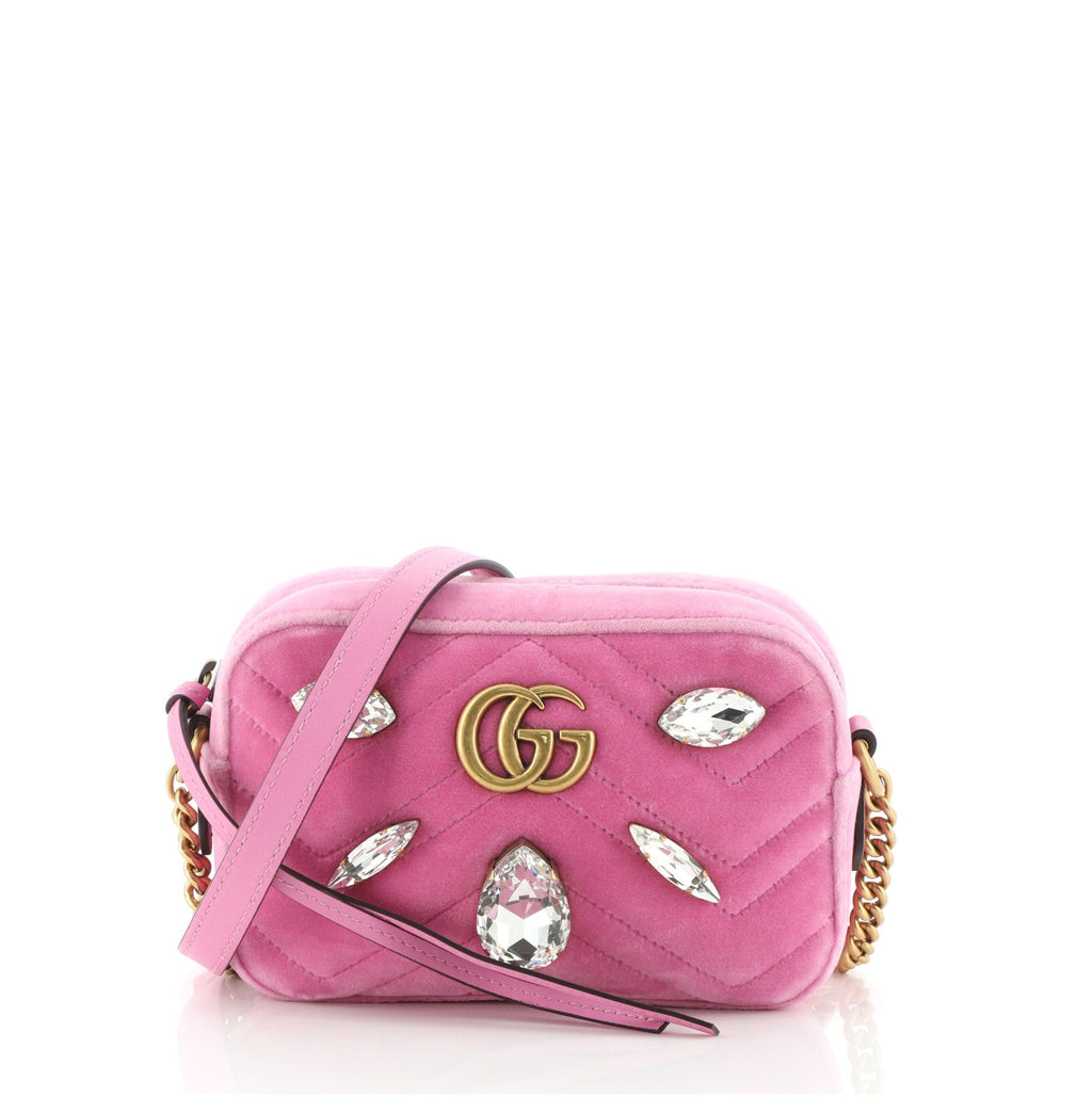GG Marmont Shoulder Bag Crystal Embellished Matelasse Velvet Mini