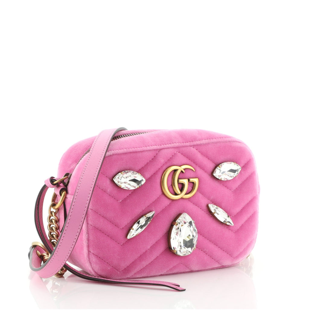 GG Marmont Shoulder Bag Crystal Embellished Matelasse Velvet Mini