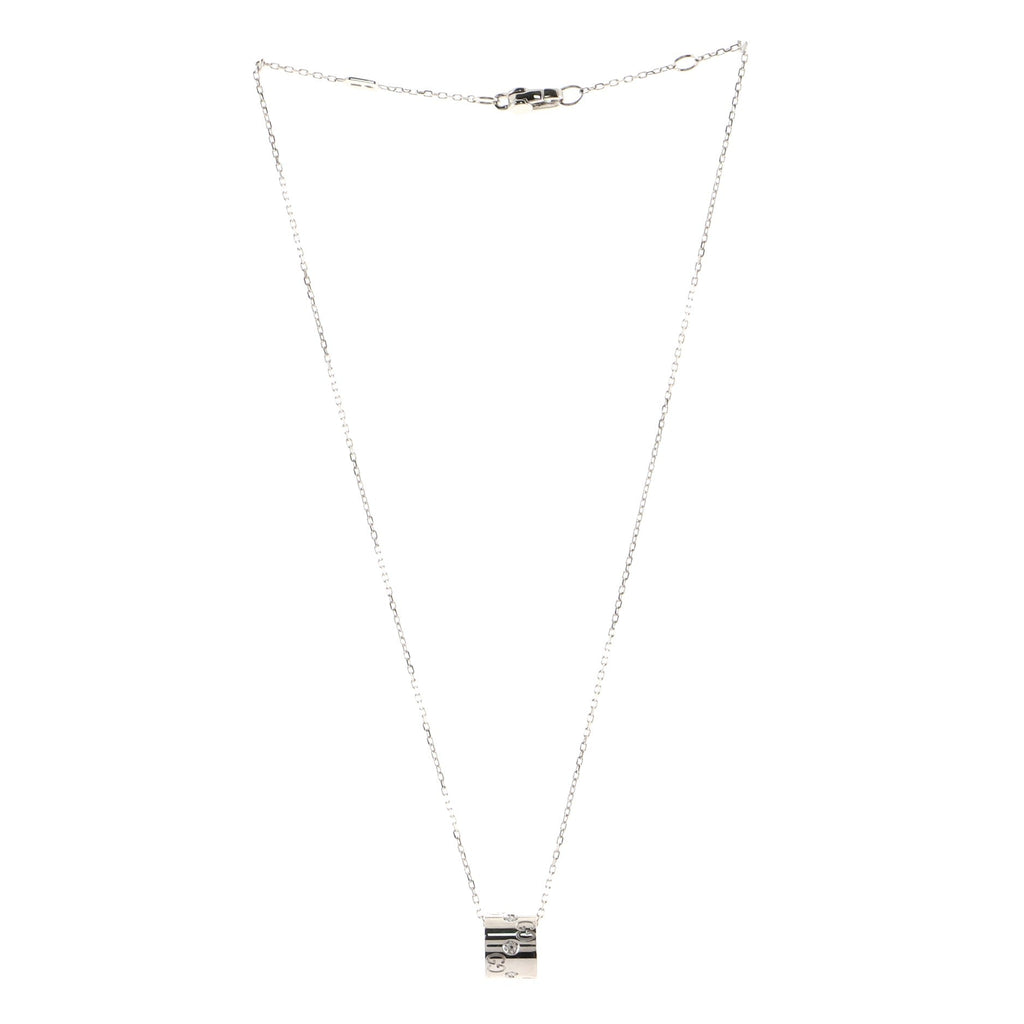 Icon Twirl Pendant Necklace 18K White Gold with Diamond