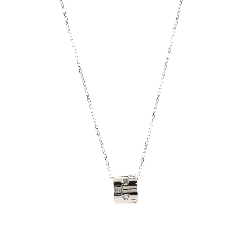 Icon Twirl Pendant Necklace 18K White Gold with Diamond