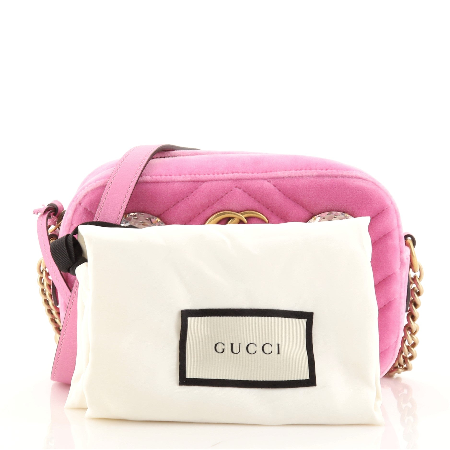 GG Marmont Shoulder Bag Crystal Embellished Matelasse Velvet Mini